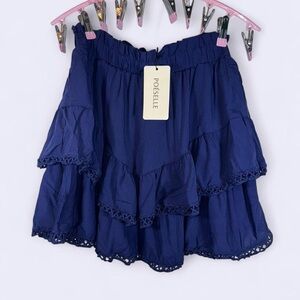 Royal Blue Ruffled Mini Skirt